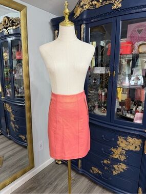 NWT Vintage Cache 100% Leather Mini Skirt Coral Size 0